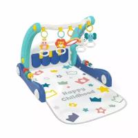 Babycare Ходунки Flash 2 в 1, развивающий коврик-пианино, игрушки, свет, звук, синий