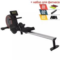 Гребной тренажер UNIX Fit Techno Rower 410 + набор для фитнеса