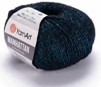 Пряжа Yarnart Manhattan морская волна (908), 7%шерсть/7%вискоза/30%акрил/56%металлик, 200м, 50г, 3шт