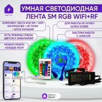 Новая Умная RGB+WiFi лента для Алисы: лента 5 метров + контроллер + пульт + блок питания