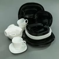 Набор посуды Luminarc Carine White&Black, сервиз столовый, стеклокерамика, 30 предметов, цвет белый и чёрный