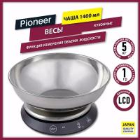 Весы электронные кухонные Pioneer PKS1012 со съемной металлической чашей, измерением веса и объема жидкости