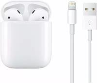 Беспроводные наушники Apple AirPods 2(A2032/A2031/A1602), белый кейс с проводной зарядкой