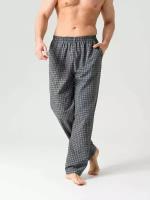 Брюки мужские домашние, NL TEXTILE GROUP, штаны пижамные, клетка, на резинке, размер 52