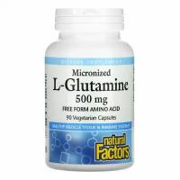 Natural Factors, Micronized L-Glutamine, 500 mg, 90 Vegetarian Capsules