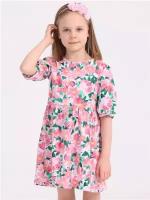 Платье Апрель, размер 56-110, зеленый, розовый