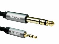 Кабель TUBON Стерео 6.3 мм jack (M) - 3.5 мм mini jack (M) OD6.0 ПВХ JMJ002 3м