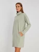 Трикотажное платье-свитер с высоким горлом и акцентом на манжетах, цвет Светло-зеленый, размер XL 02343819F032