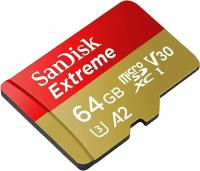 Карта памяти SanDisk Extreme 64GB microSDXC UHS-I U3 V30 A2, R/W 170/80 МБ/с