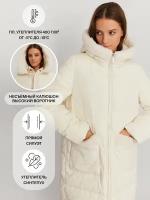 Тёплая куртка-пальто с капюшоном и отделкой из экомеха, цвет Молоко, размер XXL 022425276044