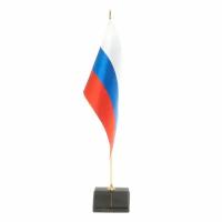 Флагшток настольный с флагом России из черного обсидиана 124379