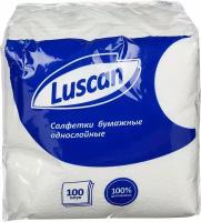 Салфетки бумажные 24x24см, 1-слойные Luscan, белые, 100шт