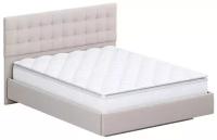 Кровать с мягким изголовьем SV Мебель Квадро белый / бежевый 207.2х175х111 см
