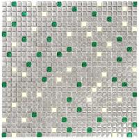 Мозаичная плитка из стекла чип 10 мм Vidromar VGM-02-Emerald зеленый серебряный темный квадрат глянцевый