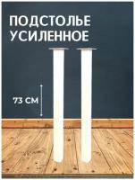 Опора для стола лофт, квадратная металлическая ножка 730х40х40 мм, белая матовая (гладкая) - 2 шт