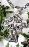Крестик Серебряный православный крест с большим ушком, серебро, 925 проба, чернение