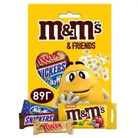 Подарочный набор M&M's & Friends, набор шоколадных конфет M&M's, Snickers, Twix, Milky Way, 89 г