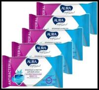 AURA TROPIC COCKTAIL Влажные салфетки антибактериальные, 5 упаковок по 15шт