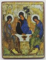 Православная икона Святая Троица (Андрей Рублёв), деревянная иконная доска, левкас, ручная работа(Art.1081С)