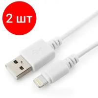 Комплект 2 штук, Кабель USB 2.0 - Lightning, М/М, 1 м, Cablexpert, бел, CC-USB-AP2MWP