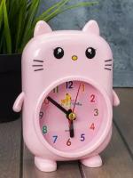 Часы настольные с будильником Smart cat pink