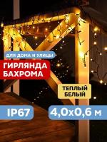 Гирлянда светодиодная Бахрома (Айсикл), 4,0х0,6м, 128 LED теплый белый, черный каучук 3,3мм, IP67, эффект мерцания, 230В NEON-NIGHT (нужен шнур питания 315-000) 1 шт арт. 255-236