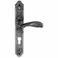 Ручка дверная на длинной планке Archie GENESIS FLOR BL. SILVER (CL), под евроцилиндр, черн.серебро