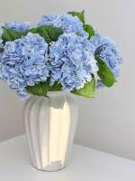 Искусственные цветы, Anny Home, Гортензия для декора интерьера, домашние латексные растения, букет, большие ветки голубые, 3 шт