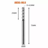 Dreanique спиральная трехзаходная фреза по алюминию для чпу (6х25х75х6 Z3) AU3EL-D6.0 11351