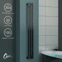 Водяной полотенцесушитель Onix, модель Delux Black 120x1500, лесенка с нижним подключением, нержавеющая сталь, черный, полный комплект