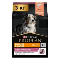 Корм Purina Pro Plan для пожилых собак средних и крупных пород с чувствительной кожей, с лососем и рисом, 3 кг