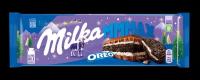 MILKA Молочный шоколад, с Начинкой со вкусом ванили и печеньем OREO, Флоу-пак, 300гр