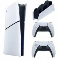 Игровая консоль PlayStation 5 Slim, без дисковода, 1 ТБ, два геймпада + зарядная станция