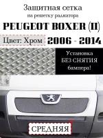 Защита радиатора (защитная сетка) Peugeot Boxer 2006-> хромированная центральная