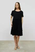 Платье BAON Ярусное платье свободного кроя с коротким рукавом Baon B4523105, размер: L, черный