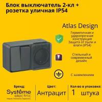 Блок комбинированный Systeme Electric ATN54XXXX AtlasDesign, 10 А, с защитной шторкой, с заземлением