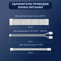 Удлинители проводов блока питания кастомные для моддинга ПК видеокарты 4000-й серии 12VHPWR 12+4pin 2х8pin PCIE 5.0