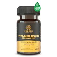 Витамин Д Д3 D3 5000 ME + K2 100 мкг 60 капсул MISHIDO мк-7, vitamin D 3 холекальциферол, комплекс витаминов для иммунитета, костей, зубов, сосудов