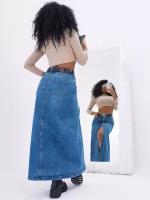 Юбка джинсовая LINA REY женская длинная больших размеров синяя макси на пуговицах сезон 2023-2024