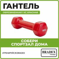 Гантель обрезиненная 1 кг, Bradex (красная, SF 0159)