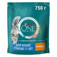 Сухой корм Purina ONE® для кошек старше 11 лет с курицей 750 г