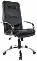 Компьютерное кресло Евростиль Пилот Хром офисное, обивка натуральная кожа, цвет чёрный