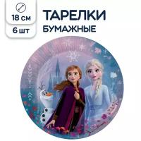 Тарелки бумажные Riota для праздника и пикника Холодное Сердце, 18 см, 6 шт