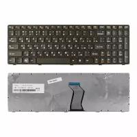 Клавиатура для ноутбука Lenovo Ideapad Z570, B570, B575, B590, V570, V580, Z575 Series. Плоский Enter. Черная, с черной рамкой. 25201000