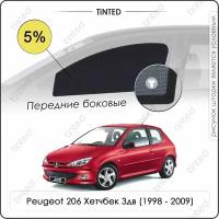 Шторки на автомобиль солнцезащитные Peugeot 206 Хетчбек 3дв. (1998 - 2009) на передние двери 5%, сетки от солнца в машину пежо 206, Каркасные автошторки Premium