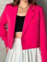 пиджак укороченный розовый, блейзер