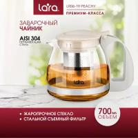 Заварочный чайник LARA LR06-19 Peachy/ 0.7 л/ силикатное стекло/ стальной фильтр/ подъем крышки