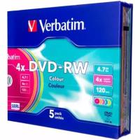 Диск Verbatim DVD-RW 4.7GB 4x SL/5 Color