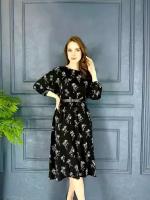 Платье женское цветочный принт 1038-black/flowers-54