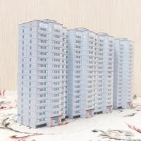 Сборная модель панельно-блочного дома 16 этажей. Макет из бумаги, масштаб 1:300. Брежневка